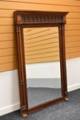 A LARGE WOODEN FRAMED OVER-MANTEL MIRROR with classical carved frame, 145 x 105 cms