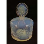 A SABINO OPALESCENT GLASS SCENT BOTTLE of circular form with oval naturalistic stopper and with