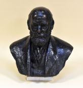 BRONZE BUST OF AN UNKNOWN BEARDED GENTLEMAN BY E J (JIM) CLACK, signed and dated 1939, 54cms high (