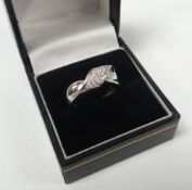 PAVE SET DIAMOND RING IN 18ct WHITE GOLD, 6.8gms