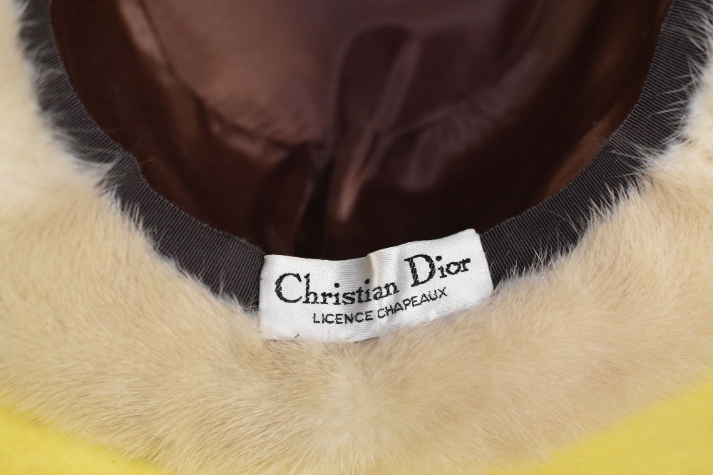 A CHRISTIAN DIOR HAT in reptile skin with fur fringe with box, together with an all fur hat and box - Image 2 of 2