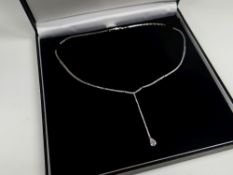 PEAR SHAPED DIAMOND PENDANT ON 18ct WHITE GOLD & DIAMOND NECKLACE, 2012 insurance certificate to