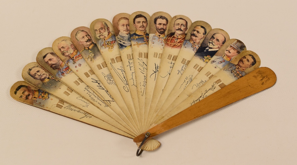 A PRUSSIAN-EMPIRE BRISE-FAN of sixteen blades, each printed with important military-decorated