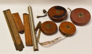 PARCEL OF VINTAGE TAPE-MEASURES & RULERS etc