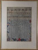 AN EARLY NEEDLEWORK FRIENDSHIP SAMPLER, DATED 1753 BY ANNE PITCHER, AGED 8 YEARS having alphabet,
