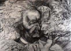 JULIA MATEU monochrome print - head and shoulders view of Wagner conducting with references to the