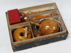 A BOXED VICTORIAN COMPENDIUM OF CHILDREN'S TOYS the wooden box with printed pictorial label to the