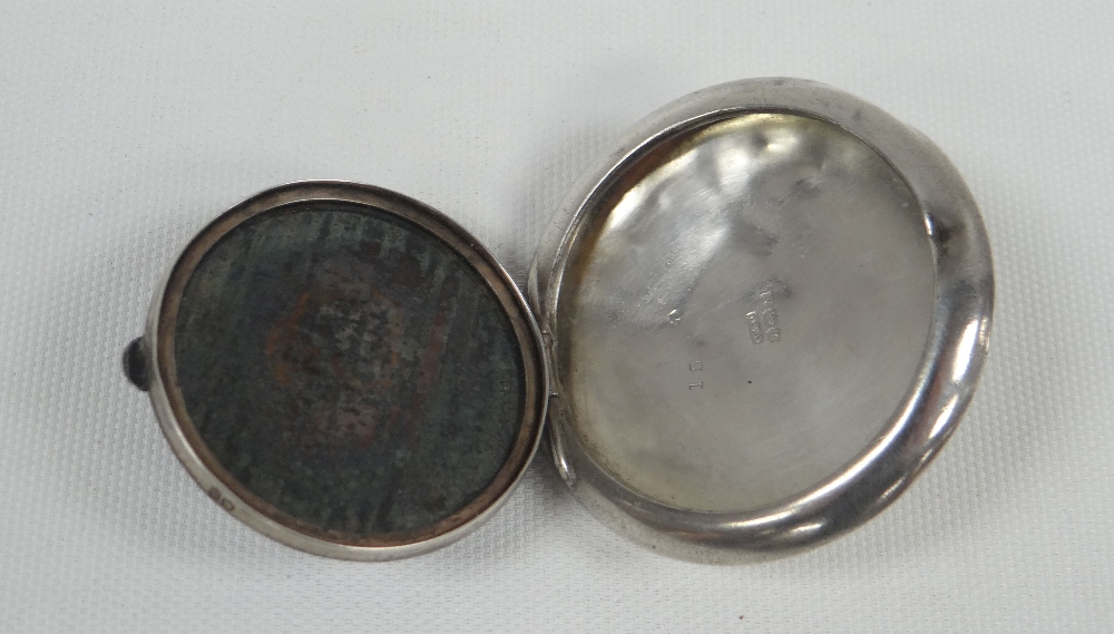 SILVER & GUILLOCHE ENAMEL COMPACT CASE of circular form with hinged lid, Birmingham 1922 BBC Bargain - Image 2 of 2