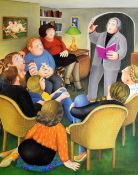 BERYL COOK print - poetry reading, signed, 50 x 38cms