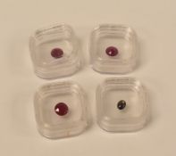 THREE LOOSE RUBIES & A LOOSE SAPPHIRE with certificates to read 1.98 Black Star Sapphire, 4.78cts