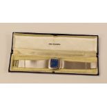 GENTS SILVER HALLMARKED 925 BRACELET WATCH with blue dial, manual movement, 61gms, in box