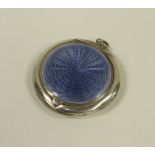 SILVER & GUILLOCHE ENAMEL COMPACT CASE of circular form with hinged lid, Birmingham 1922 BBC Bargain