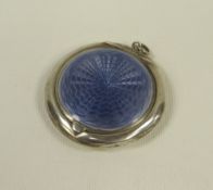 SILVER & GUILLOCHE ENAMEL COMPACT CASE of circular form with hinged lid, Birmingham 1922 BBC Bargain