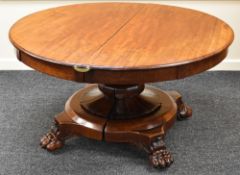NINETEENTH CENTURY CIRCULAR DINING TABLE ALTERNATIVELY A PAIR OF HALF MOON TABLES, suppor