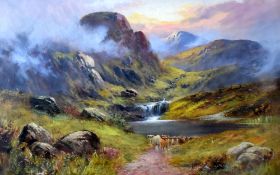 JOSEPH WRIGHTSON MCINTYRE oil on canvas, a pair - Scottish Highland landscapes with cattle and