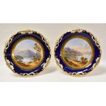 A PAIR OF DAVENPORT PORCELAIN DESERT PLATES with named Scottish landscape scenes painted by