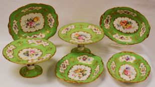 A ROYAL CROWN DERBY PART DESSERT-SERVICE DECORATED AND SIGNED BY ALBERT GREGORY, comprising pair