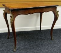 FINE QUALITY BURR WALNUT AND INLAY CARD TABLE with mounted ormulu decoration to the legs and feet,