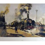 TERENCE CUNEO limited edition (50/850) print - stationary French steam train with passengers