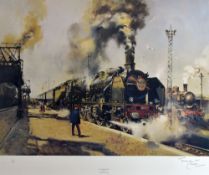 TERENCE CUNEO limited edition (50/850) print - stationary French steam train with passengers