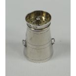 A VICTORIAN NOVELTY SILVER MINIATURE PEPPERETTE IN THE FORM OF A MILK-CHURN, Chester 1891, by