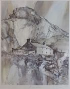 GILLIAN MCDONALD artists proof (AP /275) - farm buildings below mountain, entitled 'Rock Farm',