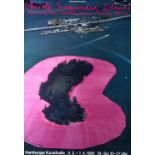 CHRISTO & JEAN CLAUDE 1985 German exibition poster - 'Surrounded Islands' signed by Christo bottom