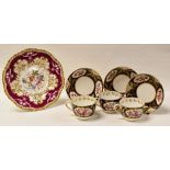 A SPODE 'FELSPAR' PORCELAIN DESSERT PLATE TOGETHER WITH A MATCHING SET OF THREE SPODE CUP AND