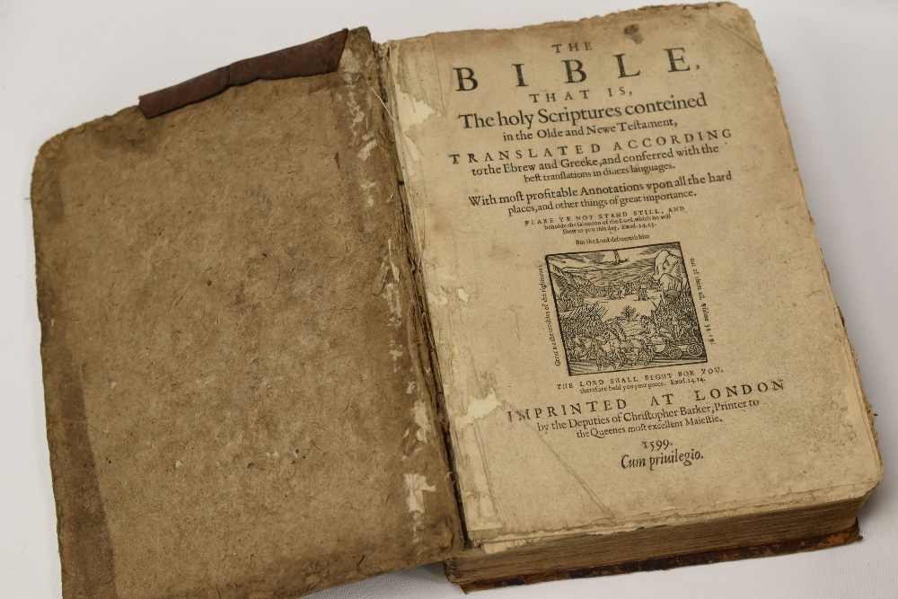 A VOLUME OF THE GENEVA OR 'BREECHES' BIBLE, DATED 1599 'IMPRINTED AT LONDON BY THE DEPUTIES OF - Image 2 of 2