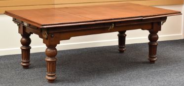 A GEORGE EDWARDS OF LONDON QUARTER SIZE SNOOKER TABLE with three sectioned dining table top