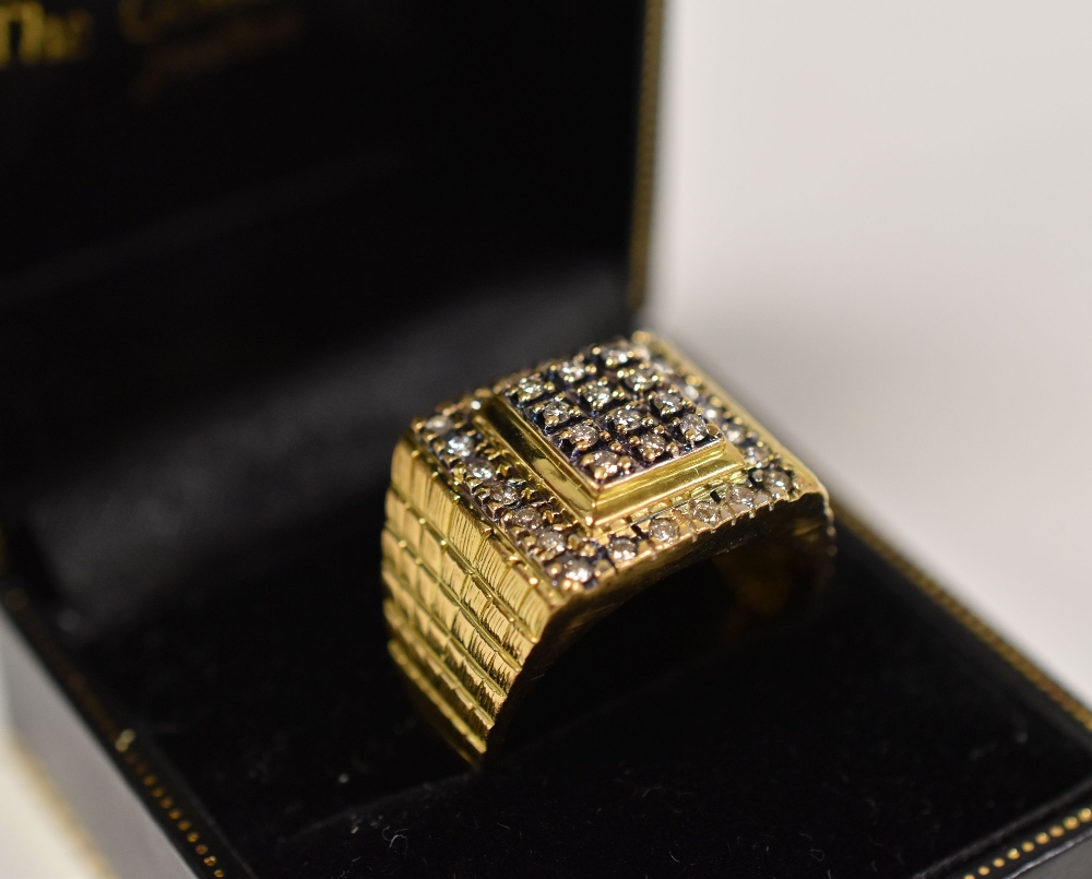 GENTS 18ct GOLD SQUARE DIAMOND SET RING, 14.9gms - Image 2 of 2