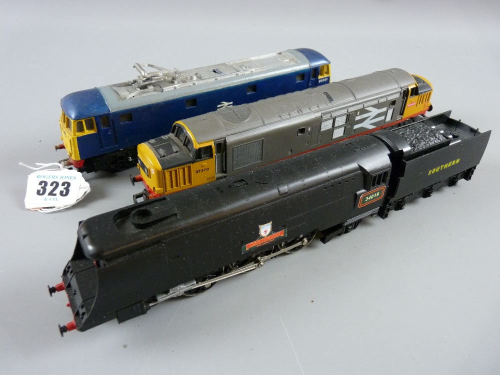 A Hornby Railways SR 'Battle of Britain Dartmoor', a Hornby Class 37 BR diesel locomotive and a