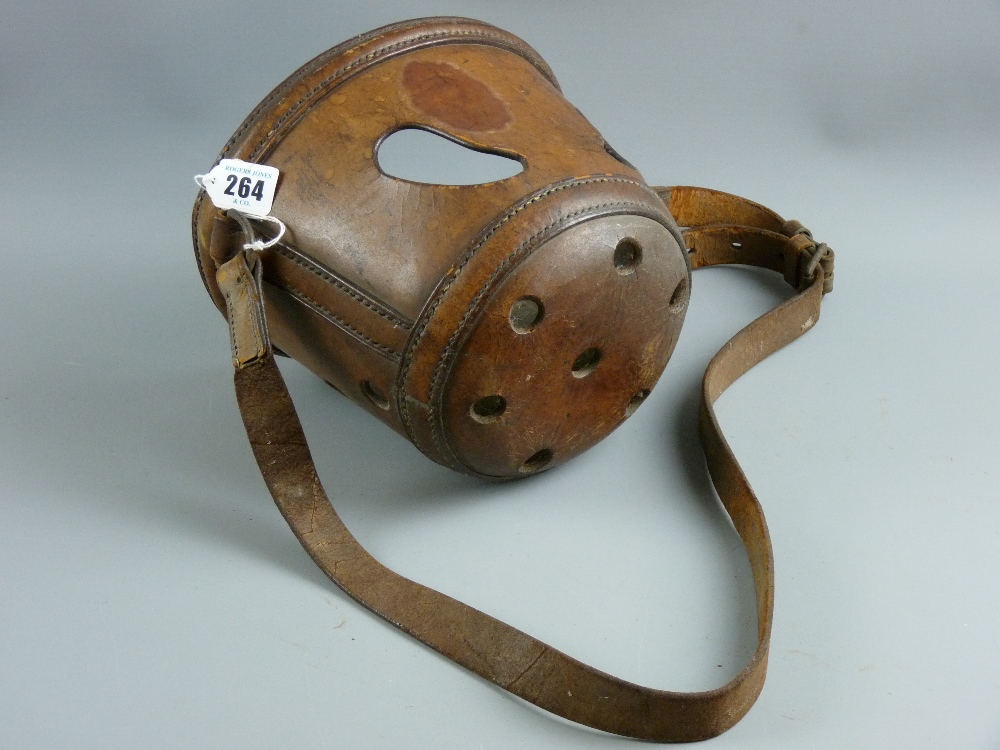 A vintage leather horse nose bag
