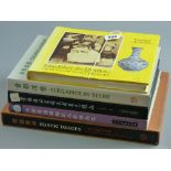 Chinese ceramic reference books - five books including Shiwan ware, blue and white, polychrome and