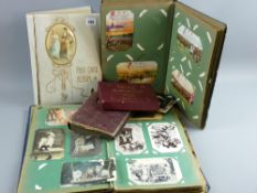 Three vintage postcard albums and contents, five hundred plus postcards, mainly vintage including