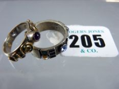 Two base metal precious stones dress rings