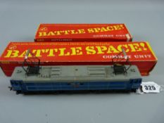 A Triang EM2 'Pandora', unboxed, a Triang Hornby 'Battlespace' R341 searchlight wagon and an R571