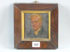 Oil on card - head and shoulders portrait of a Georgian gentleman, 10.5 x 9.5 cms