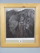 CARL F HODGSON artist's proof (2/2) black and white print - 'Old Ike' (based on Isaac Cookson,