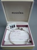 A silver Pandora Mococo bangle, total 19.5 grms