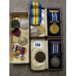 A small parcel of medals and ribbons - First World War, RSPCA etc and a Glynceiriog Council School