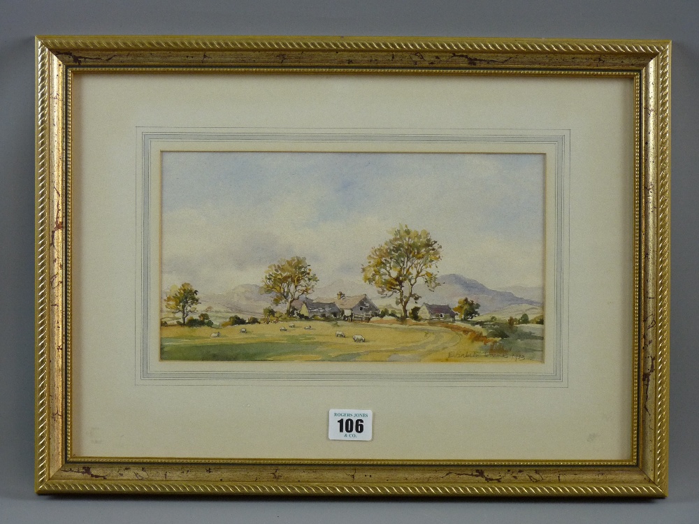 ELIZABETH HAINES watercolour - rural scene with grazing sheep, signed and dated 1983 and entitled