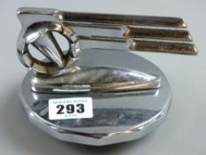 A circa 1950's Triumph Renown chrome plated radiator cap/mascot, 9 x 13.5 cms, 11 cms diameter the