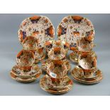 A Davenport Imari '3545' pattern thirty nine piece teaset (two cups and one side plate cracked,