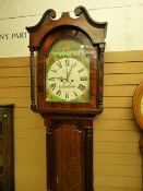 A 19th Century oak and mahogany longcase clock, the re-painted 14 ins arched top dial marked D &