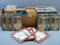 A MIXED BOX OF ORDNANCE SURVEY MAPS and reprint, coloured paper and cloth and linen backed including