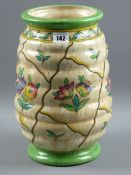 A CHARLOTTE RHEAD RIBBED VASE, a large Crown Ducal ribbed vase tube line decorated by Charlotte