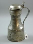 A SCOTTISH MUTCHPIN 18th Century pewter vessel, the lid bearing the initials R. N. with a heart