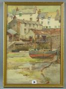 ARTHUR NETHERWOOD watercolour - harbour scene with boats and figures, signed, 52 x 37 cms