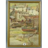 ARTHUR NETHERWOOD watercolour - harbour scene with boats and figures, signed, 52 x 37 cms